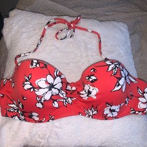 orange floral bikini top